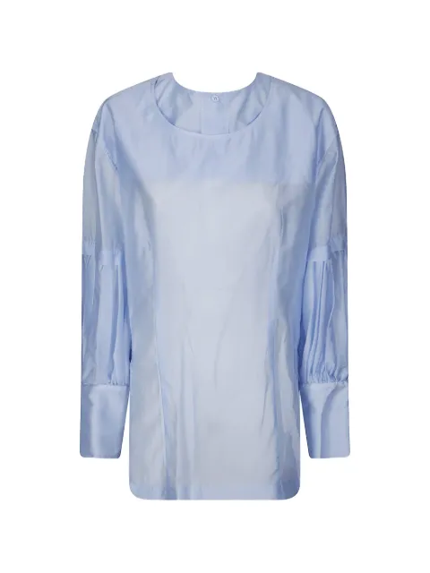 THELATEST Erin gathered-sleeve blouse Blue TLW04024T0161ABTP