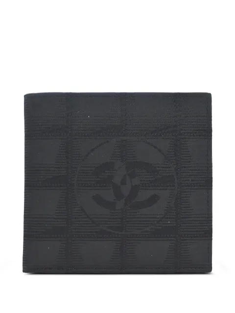 CHANEL Pre-Owned 2000-2002 Travel Line jacquard bifold wallet Black 168095
