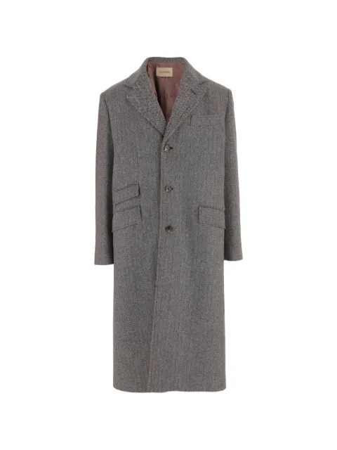 Valentino Garavani herringbone-pattern virgin wool coat Grey VCAL05B8H