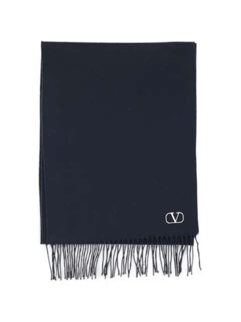 Valentino Garavani VLogo Signature fringed scarf Blue YET028UJC