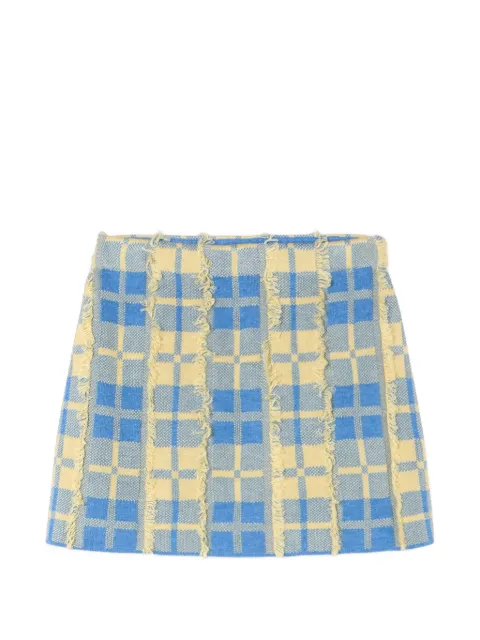 Guest In Residence fringe-trim plaid mini skirt Blue W45022AL
