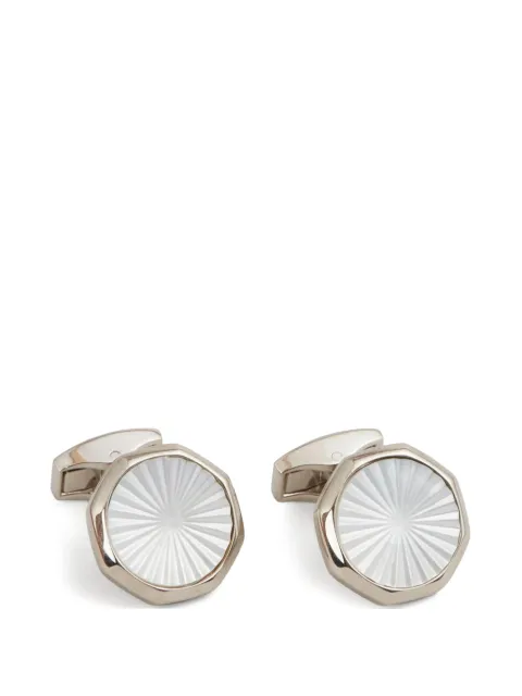 Tateossian Sunburst Semiprecious sunray-engraved decagonal cufflinks Silver SC0310STUDSETRTBM