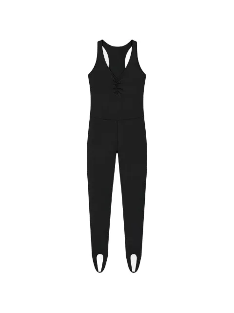 Splits59 Darci Airweight ruched stirrup jumpsuit Black H7030BLACK
