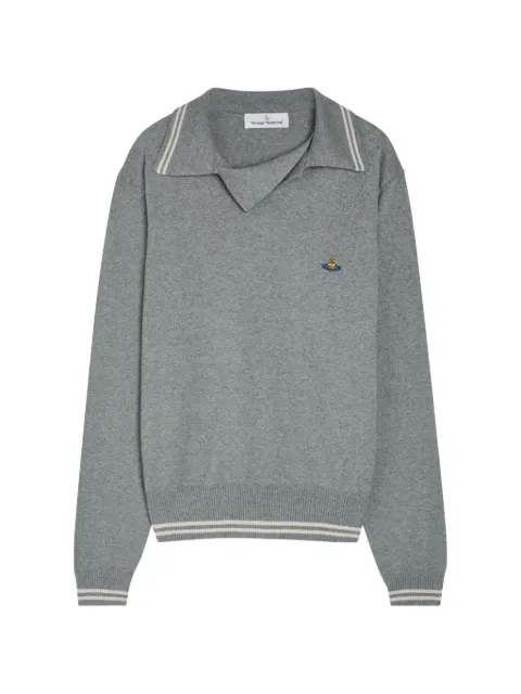 Vivienne Westwood Orb-embroidered striped-trim sweater Grey 27010038Y001V