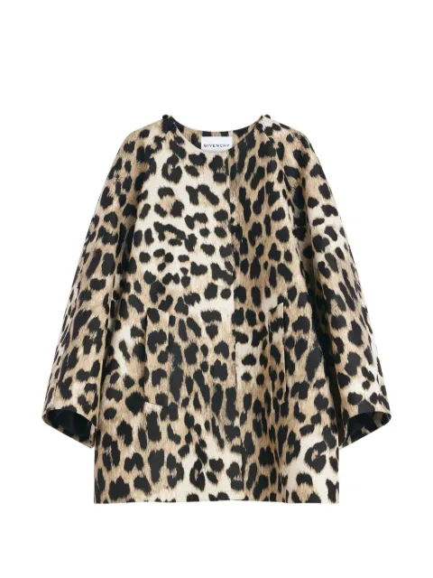 Givenchy Cocoon coat in leopard jacquard with scarf Neutrals BWC0G316VJ