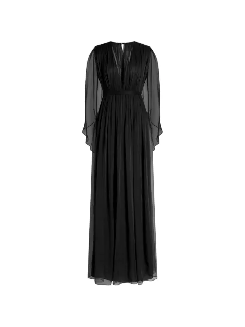 Alberta Ferretti V-neck cape-sleeve maxi dress Black A04426615