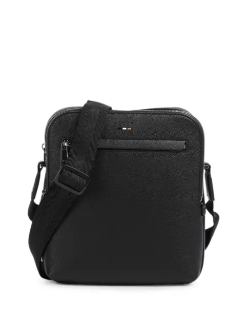 BOSS logo-detail leather messenger bag Black 50567738