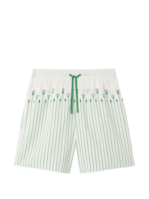 Casablanca green floral stripe sporty linen shorts Green MPF26TR48601