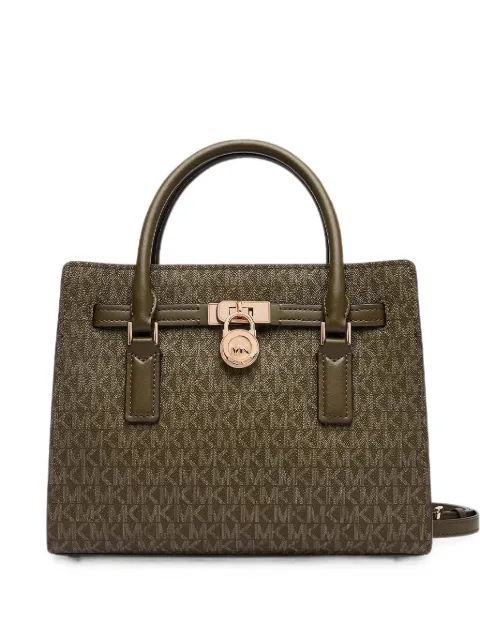 Michael Kors logo-print padlock-detail tote bag Green 30T6GNXS1V