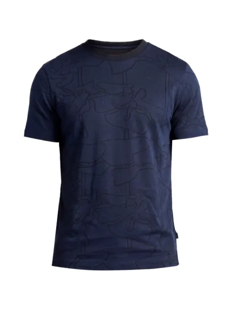 BOSS Thompson cotton T-shirt with jacquard pattern Blue 50558850