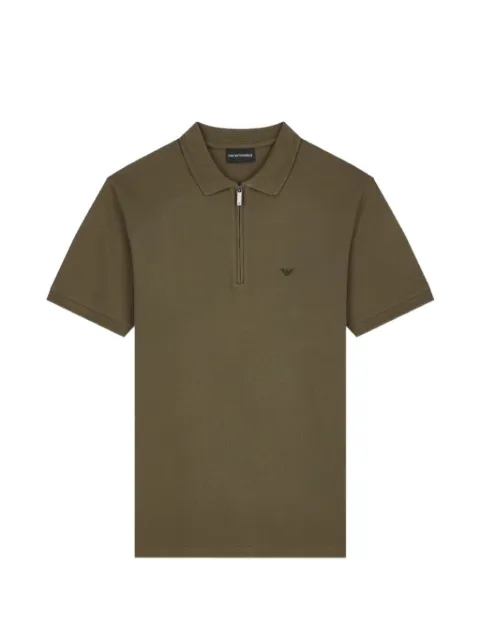 Emporio Armani polo shirt in piqué with partial zip Green EM006624AF12955