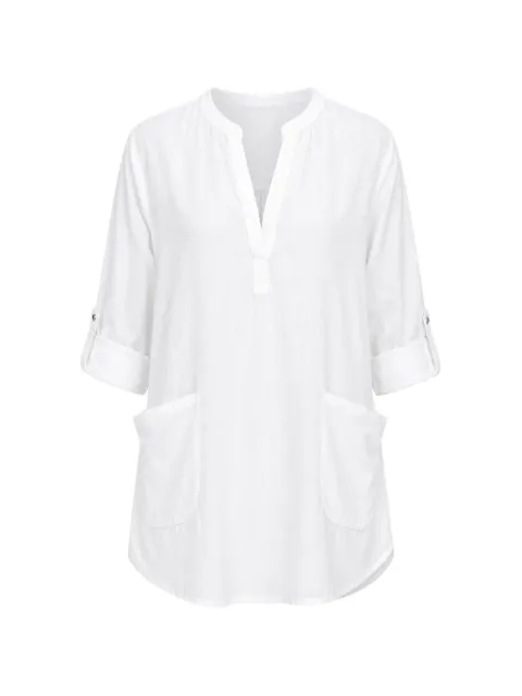 Seafolly roll-tab sleeve shirt White 52815TO