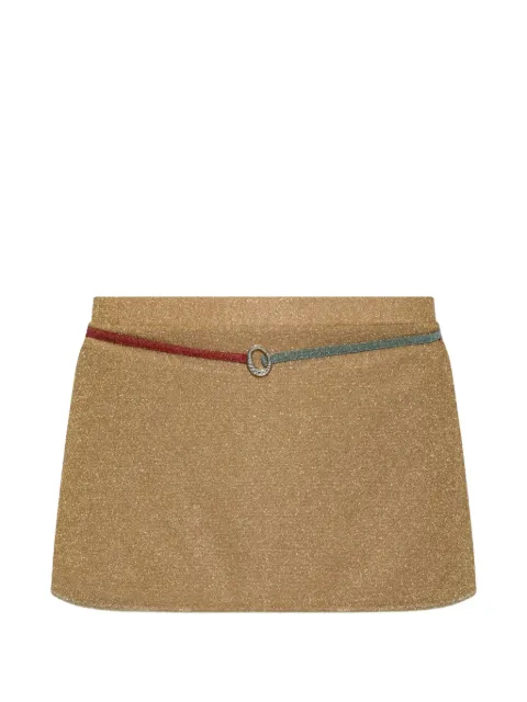 Oséree lurex-detail belted mini skirt Gold LGF257LUREX