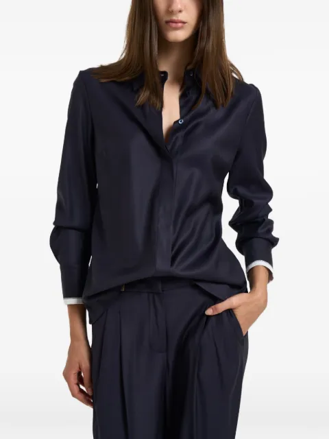 Peserico monili-trimmed long-sleeve shirt Blue A06818D06461861