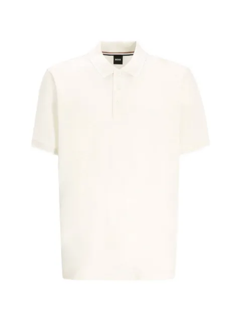 BOSS logo-embroidered polo shirt Neutrals 50494697