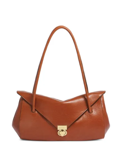 Marni foldover-top leather tote bag Brown SBMP0288U1P9283