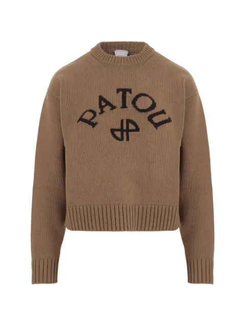 Patou logo-embroidered crew-neck sweater Brown KN3708101