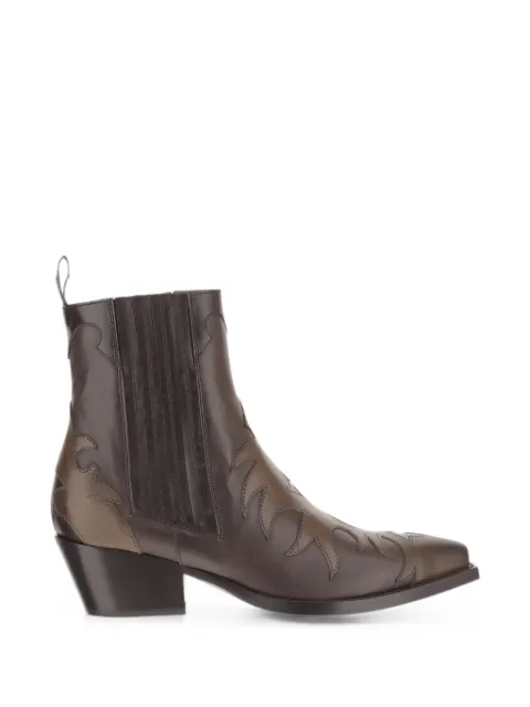 Sartore decorative-stitching leather ankle boots Brown SR3651H