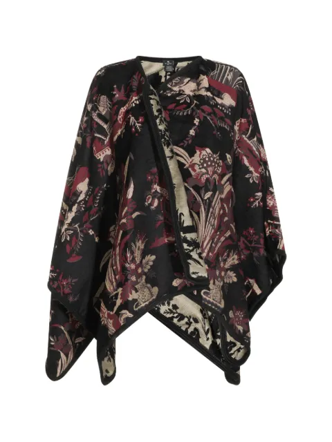 ETRO jacquard-woven floral-print cape Black WRBD002999TJE1ES9810