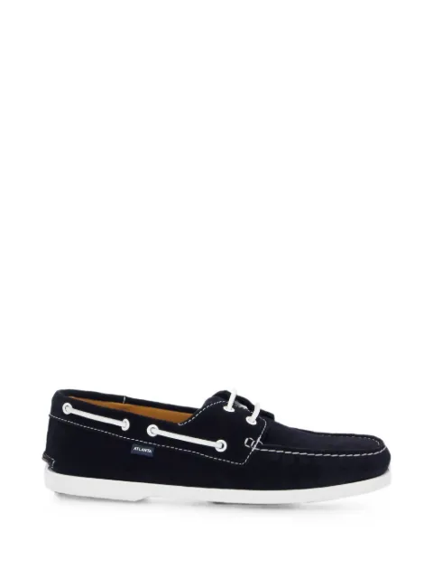 Atalanta Weller contrast-stitch suede boat shoes Blue AT785EAC45