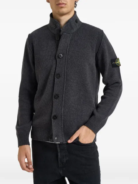 Stone Island Compass patch button-up sweater Grey 5100047S00A3V0M62