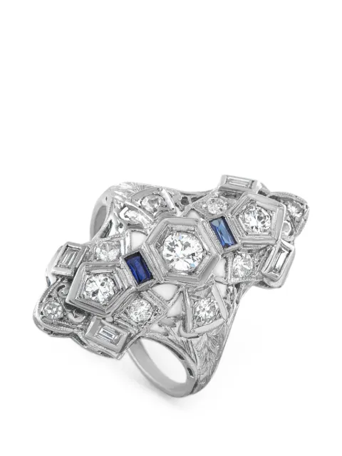 LB Exclusive Art Deco diamond sapphire ring Silver MF10063026