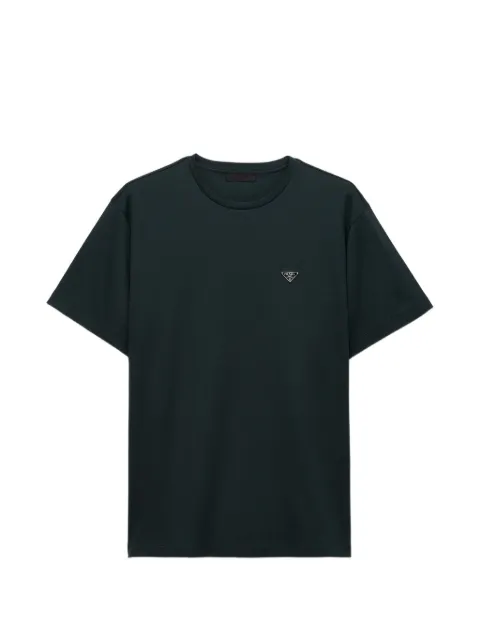 Prada logo-plaque cotton T-shirt Green UJN954SOOO240
