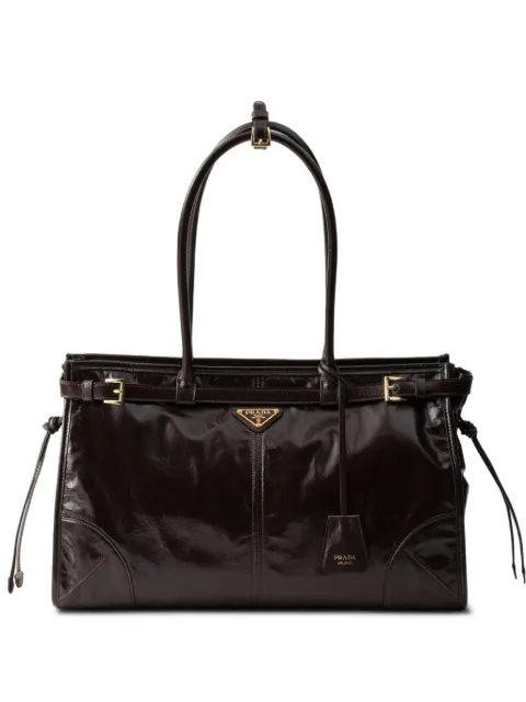 Prada large Bonnie large leather handbag Brown 1BA433VMOM2CYR
