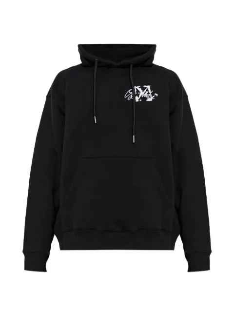 Off-White logo-print drawstring hoodie Black 44MBB085F26F007