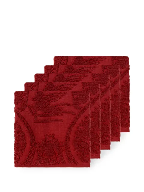 ETRO HOME Pegaso-jacquard towels (set of five) Red UKFA0001AQ447