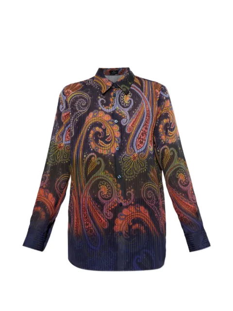 ETRO Paisley-print plissé-effect shirt Blue WRIA001399SPS17
