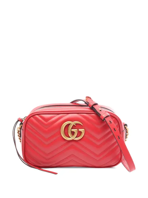 Gucci Pre-Owned 2016-2026 Small GG Marmont Matelasse Leather crossbody bag Red SJLS4H2PMJ87GQ9F