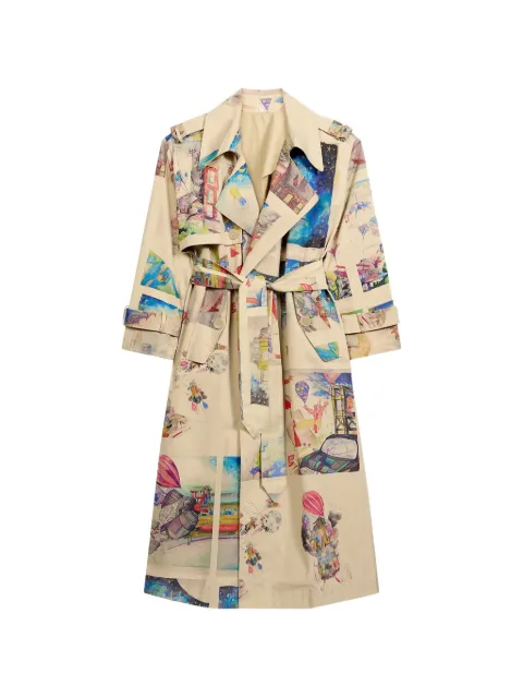 KidSuper Book Paintings belted trench coat Neutrals KS011