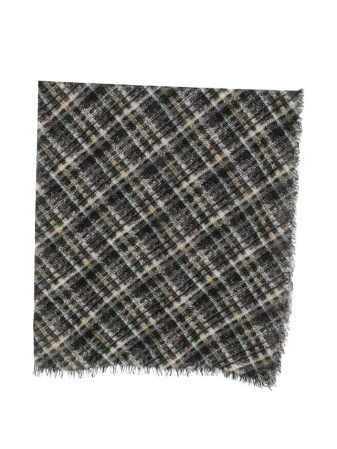 Faliero Sarti Scott check-pattern frayed scarf Black I272221