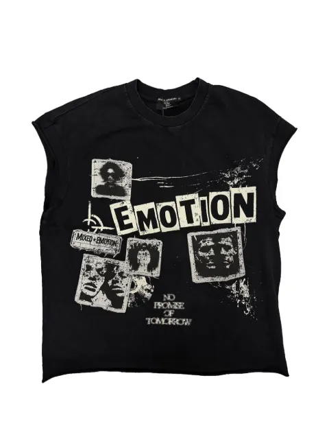 Mixed Emotion Newspaper graphic-print sleeveless T-shirt Black MIXE060