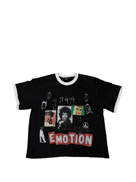 Mixed Emotion Static graphic-print ringer T-shirt Black MIXE064