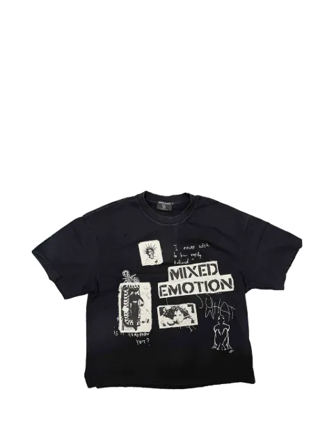 Mixed Emotion Stamped graphic-patch T-shirt Black MIXE058