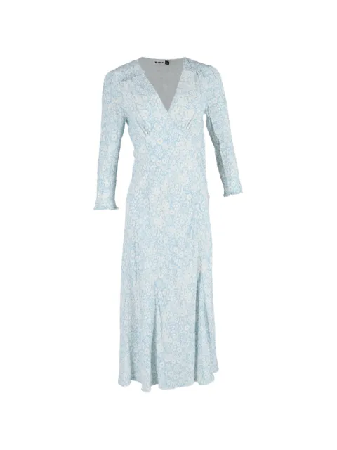 Rixo Clover floral-print midi dress Blue NAPPUGBCL509804W