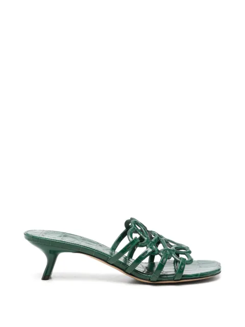 LOEWE Petal Anagram slides in croc-embossed calfskin Green LPEA465X19