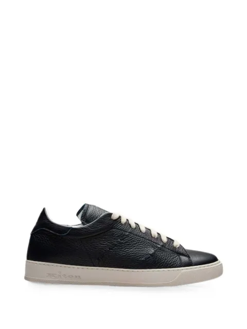 Kiton cross-stitch leather sneakers Black USSA421N0151702002