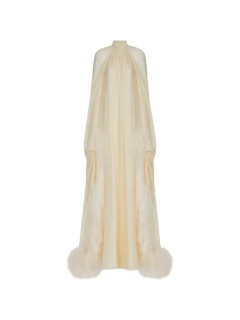 Taller Marmo Eterea feather-trim gown Neutrals TMBR2608101