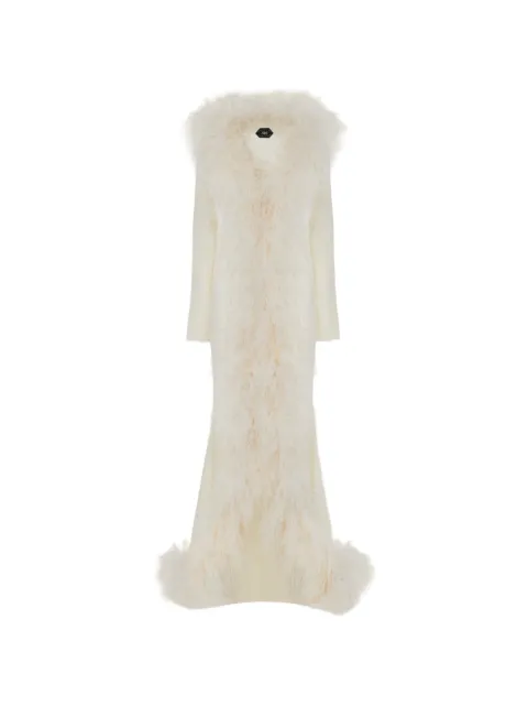 Taller Marmo feather-trim Hollywood maxi gown Neutrals TMBR2617105