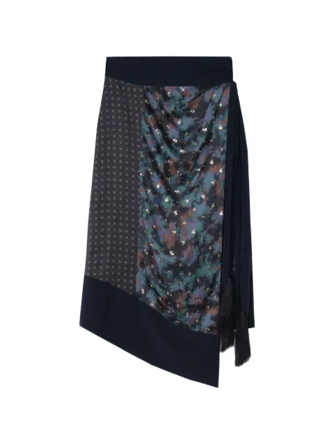 3.1 Phillip Lim Desert Flower draped wrap midi skirt Black P26236256FCD