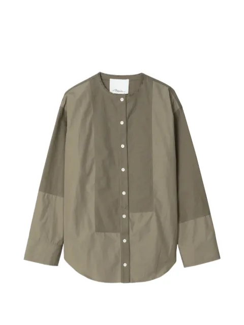 3.1 Phillip Lim collarless cotton-poplin shirt Green P26121833LFP