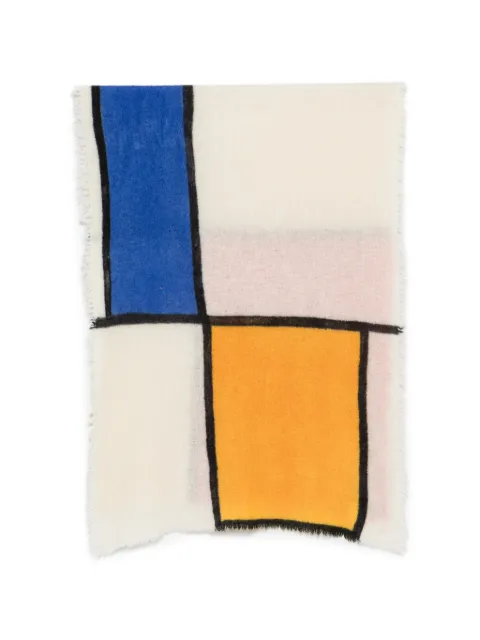 Faliero Sarti Patos colour-block frayed scarf White I272012PATOS