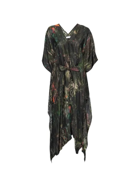 Henrik Vibskov Uncut Kaftan abstract-print handkerchief-hem dress Green AW26STUDF310