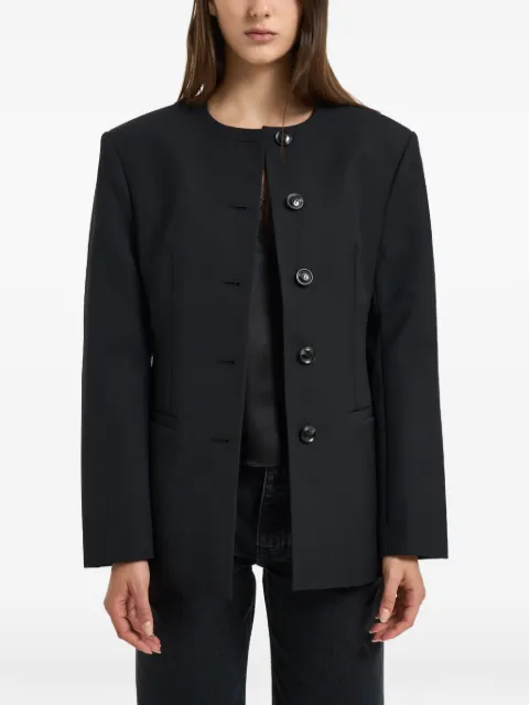 ANINE BING Huda collarless button-up jacket Black 12343