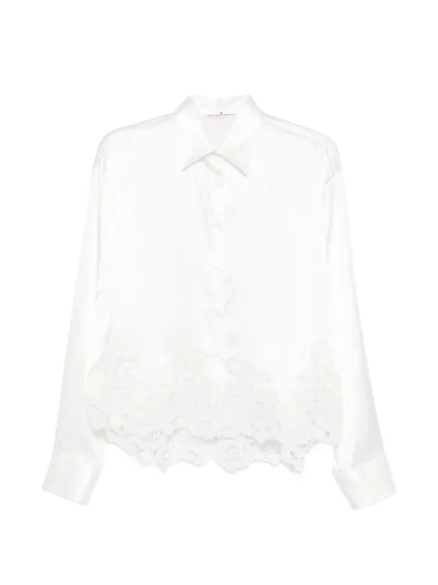 Ermanno Scervino lace-trim satin shirt White D492K396APNXE