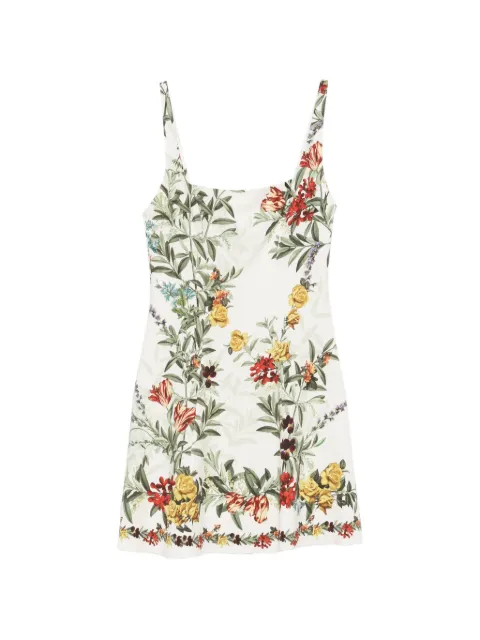 alice + olivia floral-print square-neck mini dress Neutrals CC606P39502