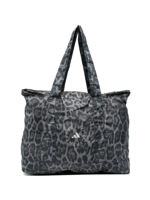 adidas by Stella McCartney logo-detail leopard-print tote bag Grey KS3069